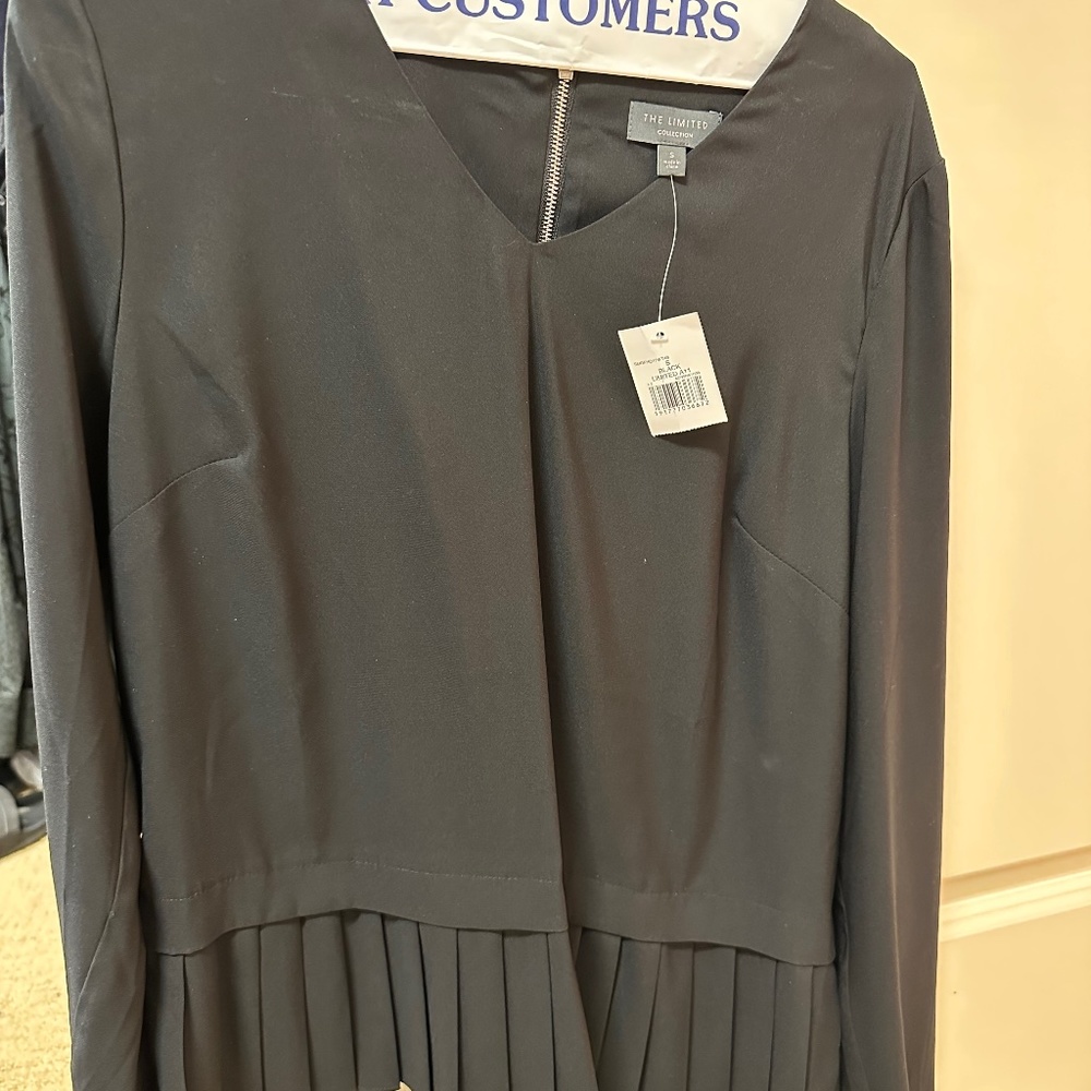 The Limited Black Blouse with Ruffle Bottom